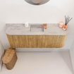 Mondiaz JOYA-DLUX 103.2cm toiletmeubel - ronding links en rechts kleur Oak - Wastafel FAYE positie Midden 1 kraangat kleur Glace. SW1422039