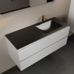 Mondiaz AIVY Ensemble de meuble - 120x45x50cm - 1 trou de robinet - 1 vasque Urban Solid surface - Droite - 2 tiroirs - sans miroir - MDF Talc SW892348