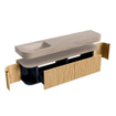 MONDIAZ THOR-DLUX Meuble de salle de bains - 190cm - arrondi gauche + droite - couleur Oak - 2 tiroirs - 2 portes - Vasque suspendue CLOUD Gauche sans trou de robinet - couleur Saba SW1466645