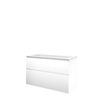 Proline elegant ensemble de meubles de bain 100x46x62cm avec 1 trou pour robinet et sous meuble un polystone symétrique mat blanc/blanc SW349977