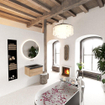 Mondiaz BUKLA Ensemble de meuble - 60x45x34cm - 0 trous de robinet - lavabo centré - solid surface - Urban - sans poignée - 1 tiroir - Mélamine - Chêne blanchi SW704788