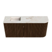 Mondiaz JOYA-DLUX 91.6cm meuble de salle de bains avec WC - arrondi droite couleur Noyer - Vasque FAYE position Gauche Sans trou de robinet couleur Frappe SW1422313