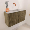 Mondiaz JOYA-DLUX 70cm meuble de salle de bains - couleur Dusk - Vasque FAYE position Milieu Sans trou de robinet couleur Glace. SW1423154