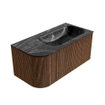 MONDIAZ KURVE-DLUX 95cm Meuble salle de bain avec module 25 G - couleur Walnut - 1 tiroir - 1 porte - vasque BIG SMALL droite - 1 trou de robinet - couleur Lava SW1137270