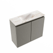 MONDIAZ TURE-DLUX Meuble toilette - 60cm - Smoke - EDEN - vasque Frappe - position centrale - sans trou de robinet SW1103022