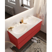 Mondiaz VICA ensemble de meuble de salle de bain - 120cm - meuble sous-vasque fire - 4 tiroirs - lavabo moon double - 2 trous de robinet - miroir LED - version XL 60cm de haut SW1098002