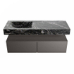 Mondiaz ALAN-DLUX Ensemble de meuble - 130cm - meuble Dark grey mat - 2 tiroirs - Lavabo Cloud Lava suspendu - vasque gauche - 0 trous de robinet SW808201