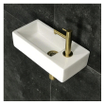 Differnz Hura Set lave-mains 38.5x18.5x9cm avec robinet droit or mat céramique Blanc SW285506