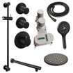 BRAUER Black Edition Regendoucheset inbouw - hoofddouche 20cm - 3 gladde knoppen - inclusief inbouwdeel - rechte wandarm - glijstang - handdouche rond 3 standen - mat zwart SW486515
