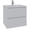 Saniclass Chaci Ensemble meuble de salle de bains - 60x46x55cm - lavabo céramique blanc - 1 vasque ovale - 1 trou de robinet - 2 tiroirs - armoire de toilette - blanc mat SW826879