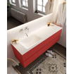 Mondiaz VICA Ensemble de meuble de salle de bain - 150cm - meuble sous-vasque fire - 2 tiroirs - lavabo cloud gauche - sans trou de robinet version XL 60cm de haut SW1090784