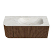 MONDIAZ KURVE-DLUX 115cm Meuble salle de bain avec module 25 G - couleur Walnut - 1 tiroir - 1 porte - vasque BIG SMALL droite - sans trou de robinet - couleur Ostra SW1137817