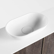 Mondiaz Fowy Meuble de toilette - 60x50x23cm - marron foncé mat - 1 trou de robinet - lavabo à gauche - 2 portes - solid surface - plan Mélamine - lavabo : blanc SW761380
