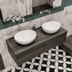 Mondiaz LUSH Meuble salle de bains Anthracite 2 tiroirs 120x30x45cm lavabo BARCO double sans trou de robinet SW409692