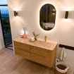 Mondiaz CIRO-DLUX Ensemble de meubles de salle de bains - 130x45x50cm - Vasque en solid surface Arena - 1 bassin à droite - 1 trou de robinet - 4 tiroirs - Chêne SW1531350