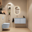 MONDIAZ TURE-DLUX Meuble toilette - 100cm - Clay - EDEN - vasque Ostra - position gauche - sans trou de robinet SW1104767