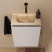 MONDIAZ TURE-DLUX Meuble toilette - 40cm - Linen - EDEN - vasque Frappe - position centrale - sans trou de robinet SW1102817