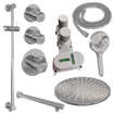 BRAUER Chrome Edition Regendoucheset inbouw - hoofddouche 30cm - 3 gladde knoppen - inclusief inbouwdeel - rechte wandarm - glijstang - handdouche rond 3 standen - chroom SW398024