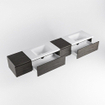 MONDIAZ BUKLA 240cm ensemble de meuble avec module 40 à droite couleur Marron Foncé avec 4 tiroirs. Lavabo CLOUD double 2 trous de robinet couleur Talc. SW1382276