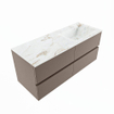 Mondiaz VICA-DLUX ensemble de meuble de salle de bain - 120cm - meuble sous-vasque fumée - 4 tiroirs - lavabo encastré nuage droite - 1 trou de robinet - version haute de 60cm - frape SW1088975