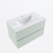 Mondiaz VICA Ensemble de meuble de salle de bain - 80cm - meuble sous-vasque greey - 2 tiroirs - lavabo denia milieu - 1 trou de robinet - version haute de 60cm - blanc brillant SW1080290