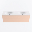 Mondiaz VICA ensemble de meuble de salle de bain - 150cm - meuble sous-vasque rosee - 2 tiroirs - lavabo moon double - sans trous de robinet - version haute de 60cm - talc SW1080389