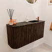 Mondiaz JOYA-DLUX 81.6cm meuble de salle de bains - arrondi gauche couleur Walnut - Vasque FAYE position Droite 1 trou de robinet couleur Lava. SW1422454