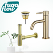 FugaFlow Eccelente Sobrado Slim Slim Kit mitigeur lavabo - robinet bas - bonde nonobturable - siphon design - PVD Laiton brossé SW1124364