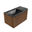 MONDIAZ KURVE-DLUX 85cm Meuble salle de bain avec module 25 D - couleur Walnut - 1 tiroir - 1 porte - vasque CLOUD gauche - 1 trou de robinet - couleur Lava SW1137212