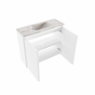 MONDIAZ TURE-DLUX Meuble toilette - 60cm - Talc - EDEN - vasque Glace - position centrale - 1 trou de robinet SW1103087