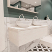ENSEMBLE DE MEUBLE MONDIAZ LUSH - 120cm - 1 tiroir - lavabo BARCO - 2 lavabos - 2 trous de robinet - sous-couche SW409732