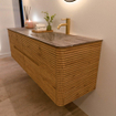 Mondiaz CIRO-DLUX Ensemble de meubles de salle de bains - 160x45x50cm - lavabo solid surface Oza - 1 vasque à droite - 1 trou de robinet - 4 tiroirs - Chêne SW1531140