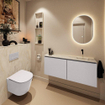 MONDIAZ TURE-DLUX meuble WC 120 cm Cale. EDEN lavabo Ostra position droite. Sans trou de robinet. SW1104771