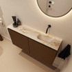 MONDIAZ TURE-DLUX Meuble toilette - 100cm - Rust - EDEN - vasque Frappe - position droite - sans trou de robinet SW1103004