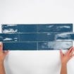 Terravito Pavero carreau mural - 7.5x30cm - Rectangulaire - 8.6mm - Marine brillant SW359825