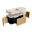 MONDIAZ THOR-DLUX 110cm badmeubel ronding links + rechts kleur Oak met 1 lade en 2 deuren. Vrijhangende wastafel CLOUD Links 1 kraangat kleur Nata. SW1462934