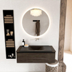 Ensemble de meuble de salle de bain Mondiaz BUKLA 100x45x34cm 0 trous de robinet lavabo au centre solid surface Urban sans poignée 1 tiroir avec fermeture douce Mélamine Marron foncé SW704920