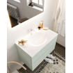 MONDIAZ VICA Ensemble de meuble salle de bain - 80cm - 2 tiroirs - lavabo Moon central - 1 trou de robinet - solid surface gris SW410778