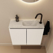 MONDIAZ TURE-DLUX Meuble toilette - 60cm - Talc - EDEN - vasque Opalo - position droite - 1 trou de robinet SW1104158