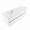 MONDIAZ VICA-DLUX Ensemble meuble de salle de bains - 130cm - meuble bas talc - 4 tiroirs - lavabo encastré cloud gauche - sans trous de robinet - version haute 60cm - opalo SW1088517