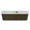 Mondiaz JOYA-DLUX Meuble de salle de bains 123,2cm - arrondis gauche et droite couleur Shadow - Vasque FAYE position Milieu 1 trou de robinet couleur Opalo SW1426216