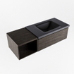 Mondiaz BUKLA Ensemble de meuble - 120x45x34cm - 1 trou de robinet - lavabo à droite - solid surface - Urban - sans poignée - 1 tiroir - Mélamine - Marron foncé SW705141