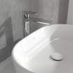 Villeroy & Boch O.novo ensemble de robinet à levier unique rehaussé avec bonde de vidage Push-Open - chrome SW974110