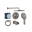 Grohe Grohtherm ensemble de douche de tête encastré - douche de tête ronde - douchette ronde - bras mural courbé - Hard Graphite brossé SW1235161