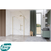 FugaFlow Eccelente Vetro Douche à l'italienne libre - 180x200cm - Clair - anti-calcaire - verre de sécurité 8mm - 2 parois latérales 40cm - avec bras muraux et profils d'angle - Laiton brossé (or) - SW1125758
