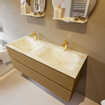 Mondiaz VICA-DLUX Ensemble de meuble de salle de bain - 120cm - meuble sous-vasque oro - 2 tiroirs - lavabo encastré cloud double - 2 trous de robinet - version haute de 60cm - frape SW1089360