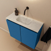 MONDIAZ TURE-DLUX Meuble toilette - 60cm - Jeans - EDEN - vasque Opalo - position centrale - sans trou de robinet SW1104327