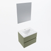 Mondiaz VICA ensemble de meuble de salle de bain - 60cm - meuble sous-vasque armée - 2 tiroirs - lavabo denia milieu - 1 trou de robinet - couleur Blanc Brillant - miroir LED - version XL 60cm de haut SW1091900