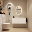 MONDIAZ TURE-DLUX Meuble toilette - 120cm - Talc - EDEN - vasque Glace - position centrale - 1 trou de robinet SW1103132
