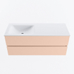 MONDIAZ VICA Ensemble meuble de salle de bains - 120cm - sous-meuble rosee - 2 tiroirs - lavabo cloud gauche - sans trous de robinet - version haute 60cm - talc SW1083332